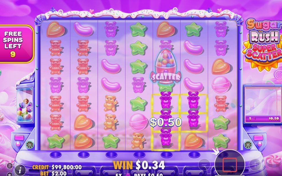 Free Spins-läget med spelets symboler på rutnätet