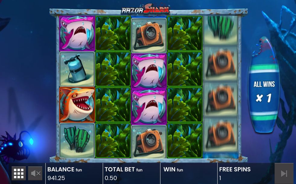 Shark Bonus med Mystery Stacks på rulle 2 och 4