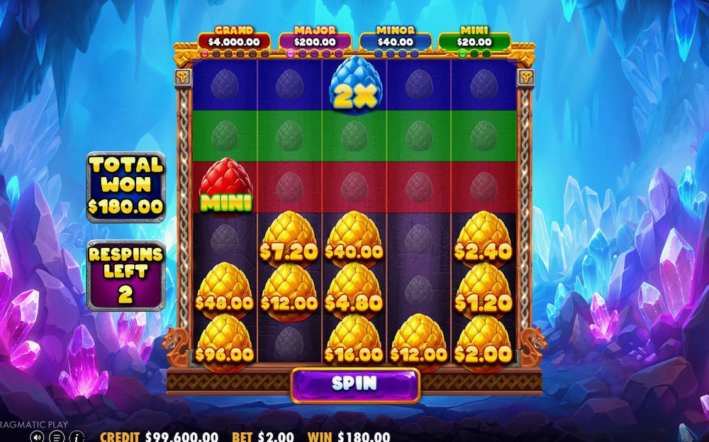 Blå MULTIPLIER och grön COLLECT på samma respin